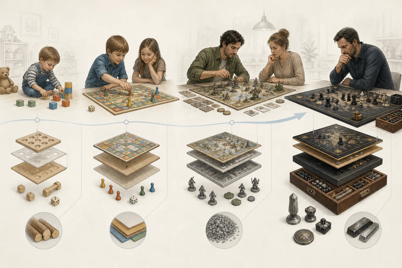 La evolución de los juegos de mesa: de la infancia a los juegos de estrategia para adultos